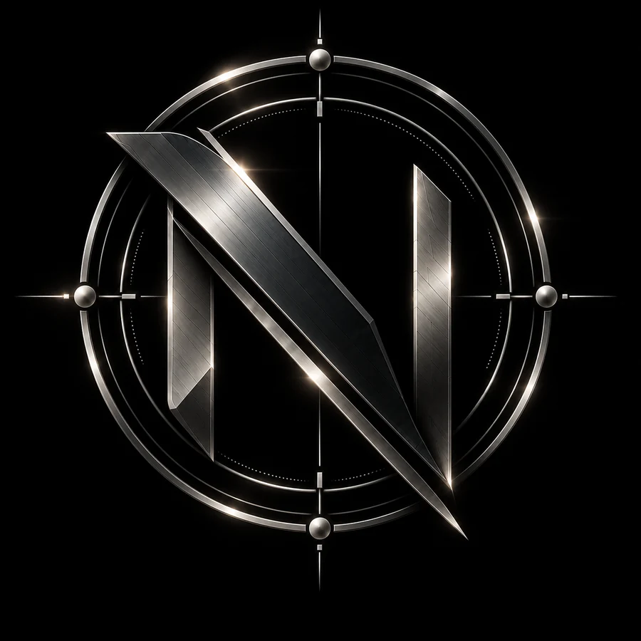 Nyxaris silver geometric N emblem